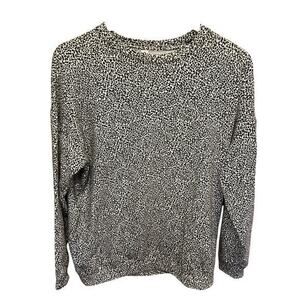 EUC ATHLETA Balance Studio Street Animal Cheetah Print Pullover Top‎ Black White